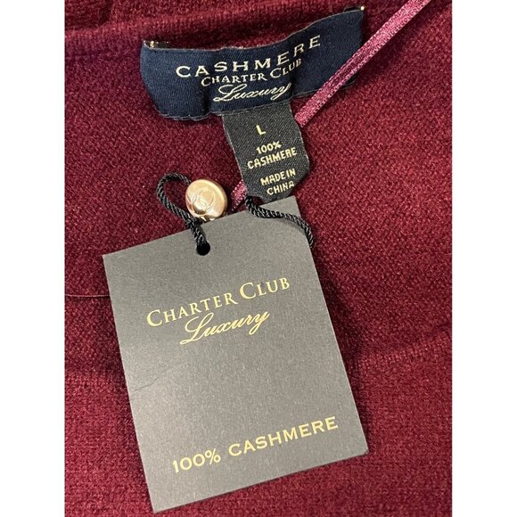 Charter Club Women Large L Luxury 100% Cashmere Burgundy Long-Sleeve Sweater New - Picture 4 of 7